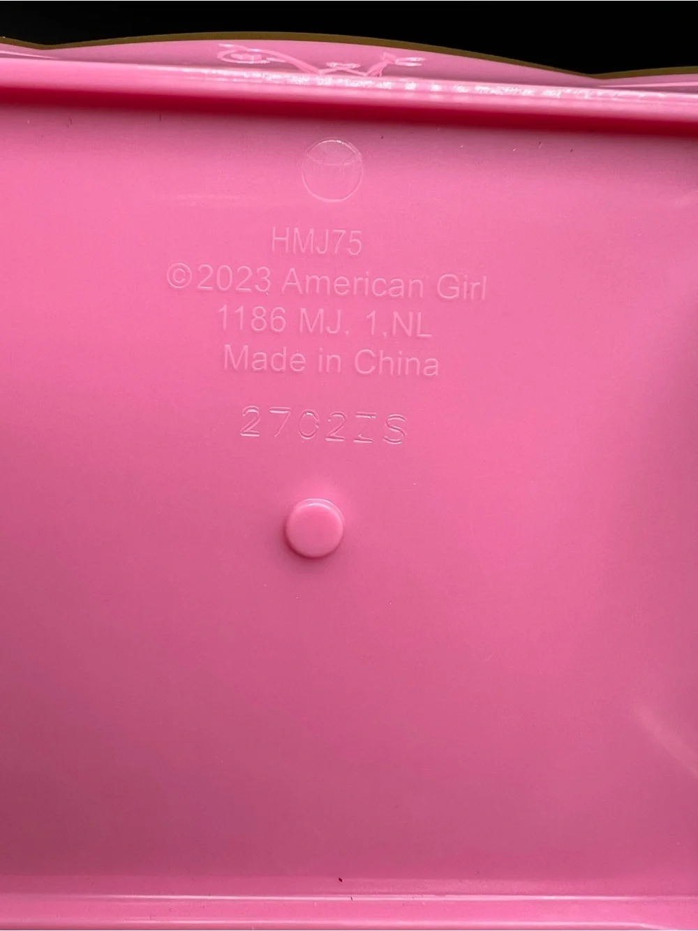 American Girl 2023 Pink Doll Serving Tray Table Gold Foldable Legs “W” Initial